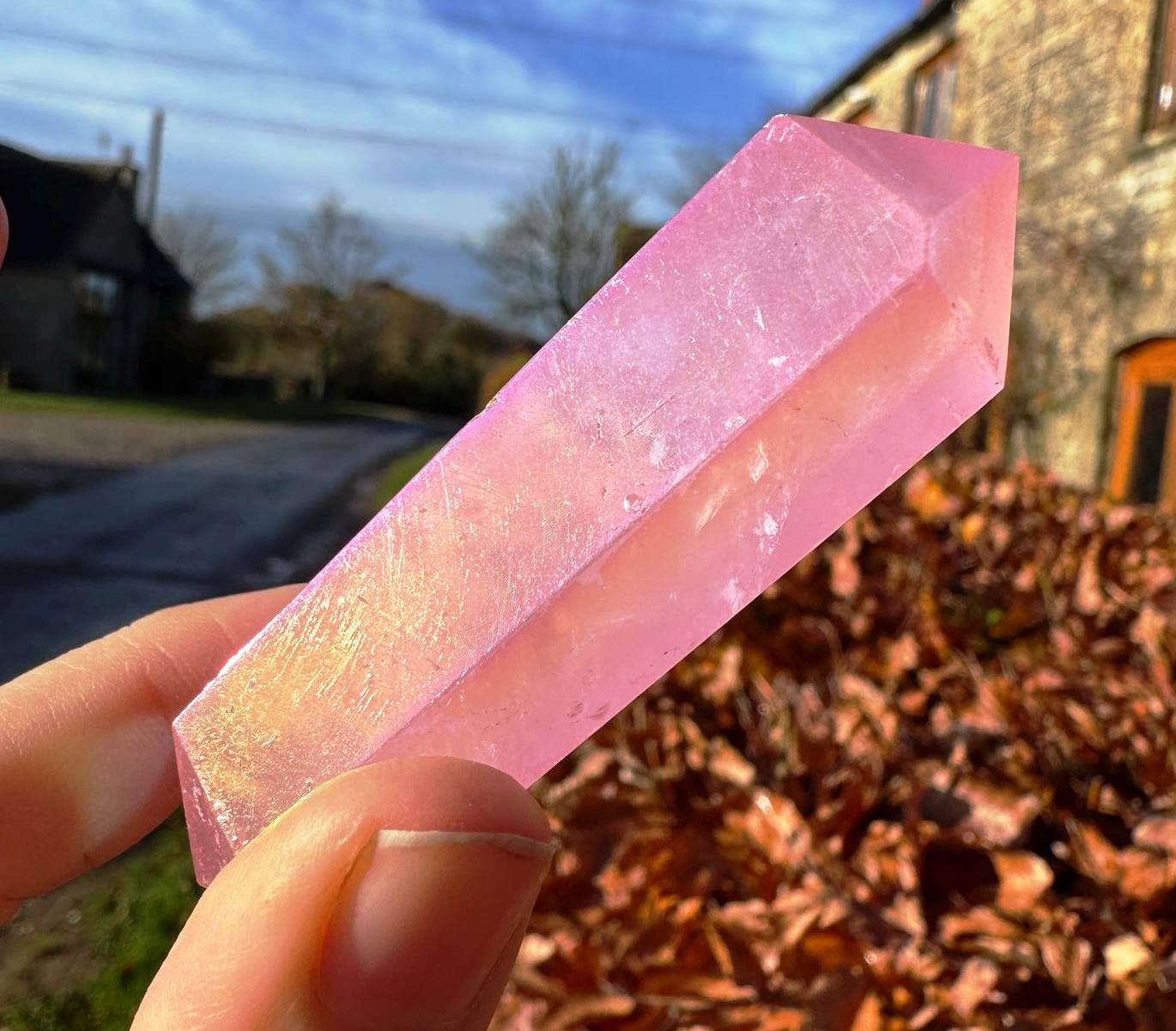 Aura Rose Quartz Points Double Terminated Wands