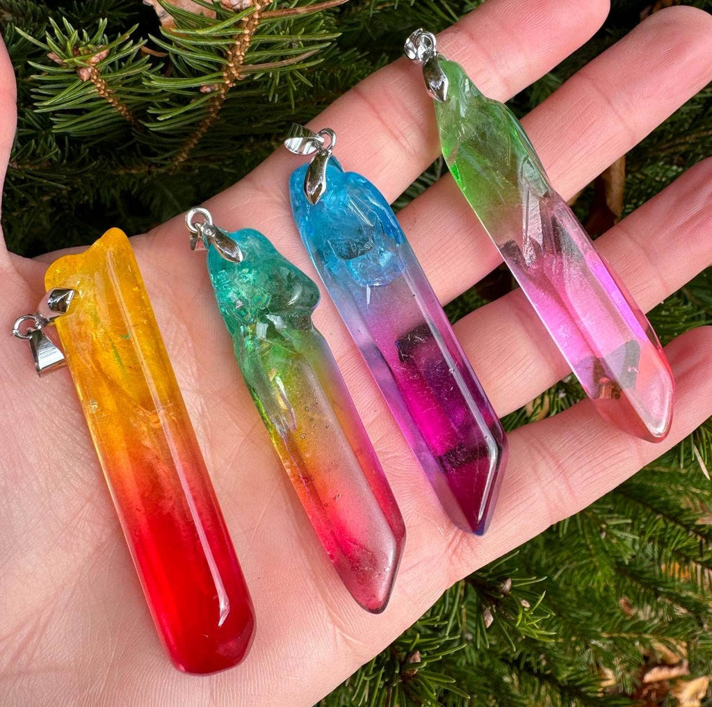 Rainbow Quartz Unicorn Pendant  3-5cm