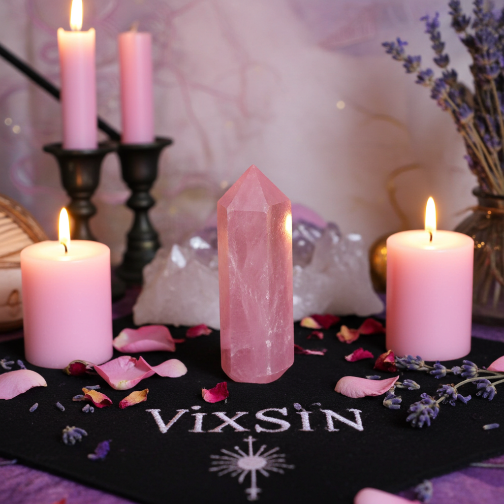 Aura Rose Quartz Points Double Terminated Wands