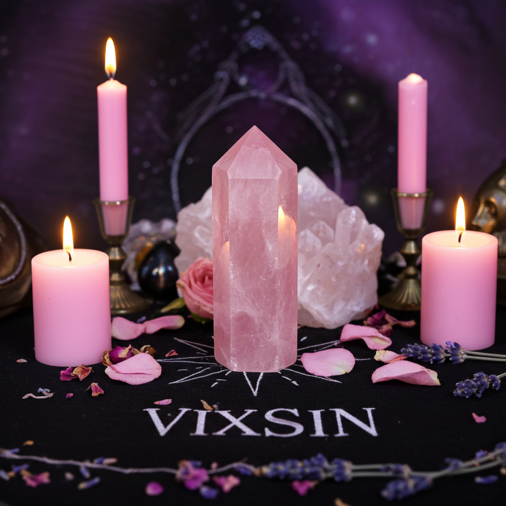 Aura Rose Quartz Points Double Terminated Wands