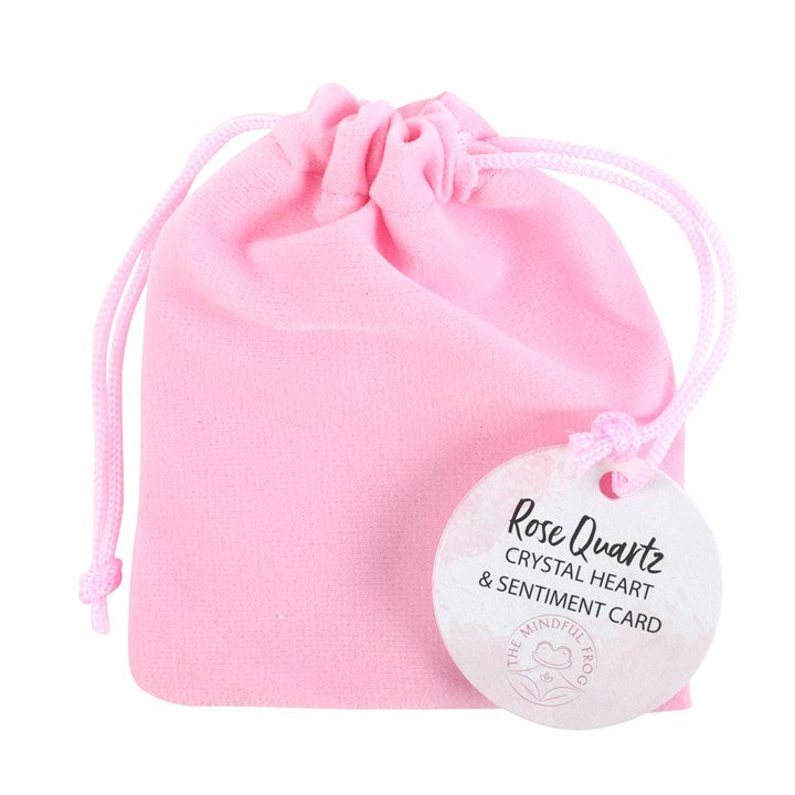 'I Love You' Rose Quartz Crystal Heart in a Bag
