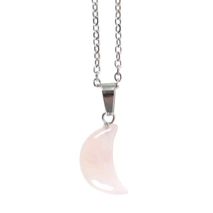 Rose Quartz Crystal - Moon Necklace