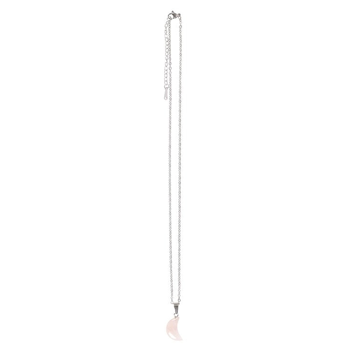 Rose Quartz Crystal - Moon Necklace