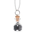 Black Obsidian - Crystal Chip Potion Bottle Necklace (Protection)