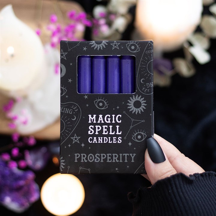 Magic Spell Candles - Pack of 12 Purple 'Prosperity' Spell Candles