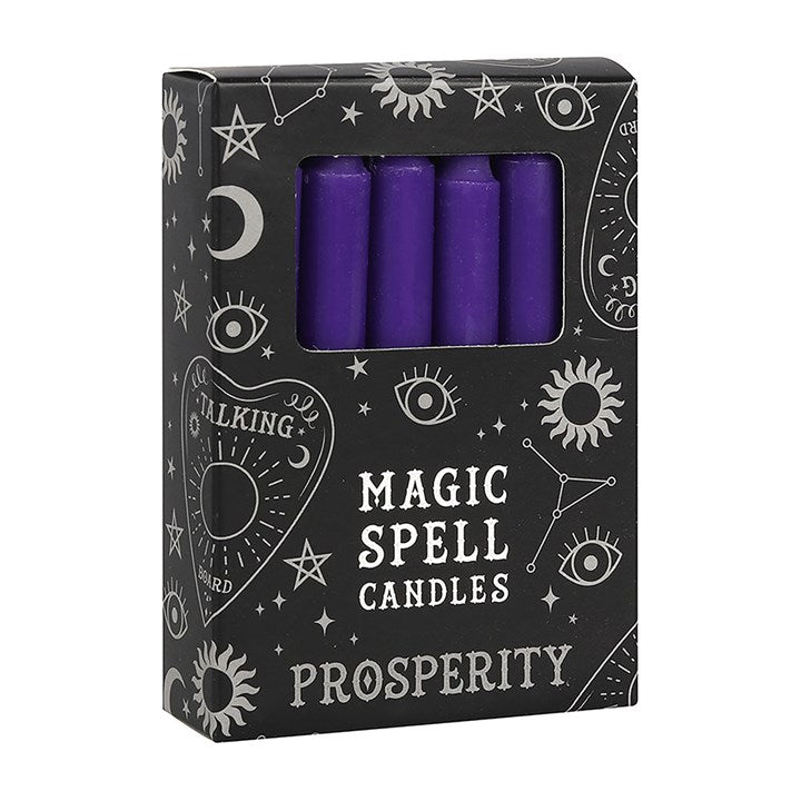 Magic Spell Candles - Pack of 12 Purple 'Prosperity' Spell Candles