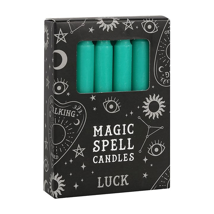 Magic Spell Candles - Pack of 12 Green 'Luck' Spell Candles