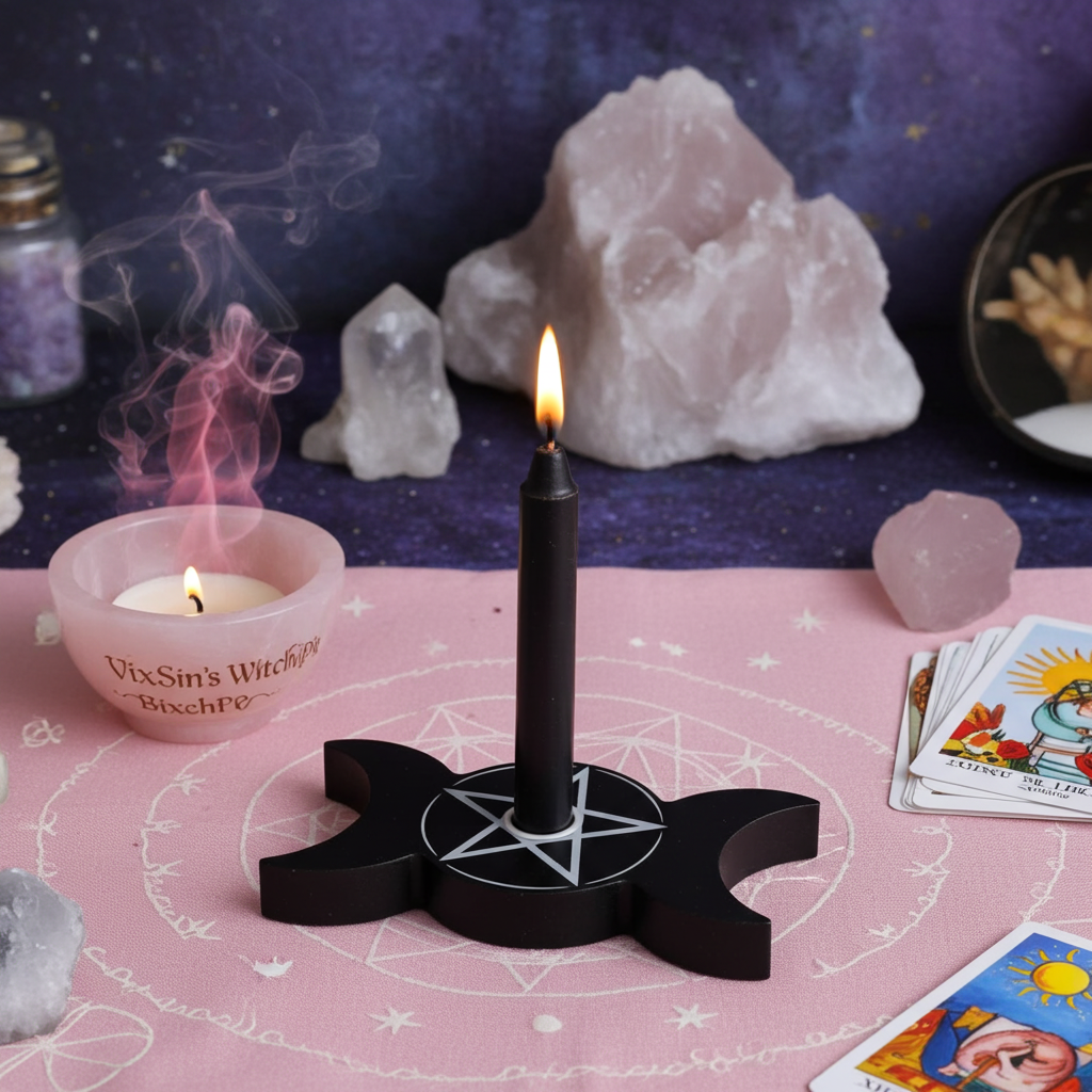 Triple Moon Spell Candle Holder