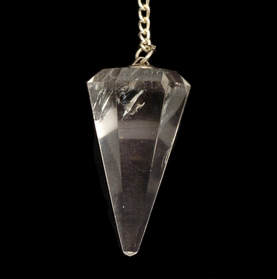 Faceted Clear Quartz Crystal Pendulum (Brazilian - Good Quality)