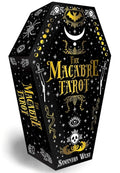 Coffin-shaped packaging for 'The Macabre Tarot' by Samantha West on a white background
