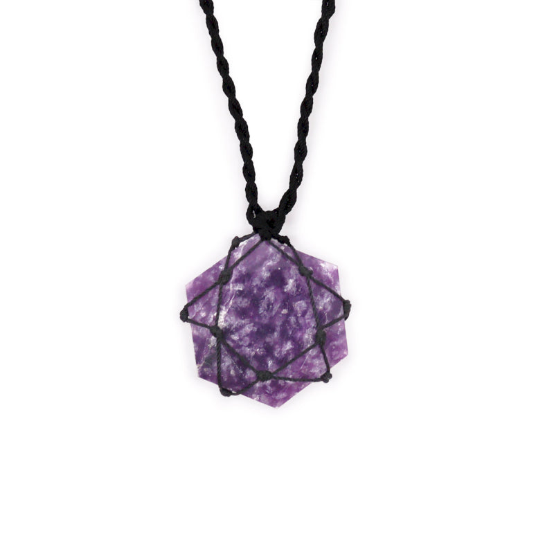 Laced Gemstone Hexagon Pendant – Lepidolite
