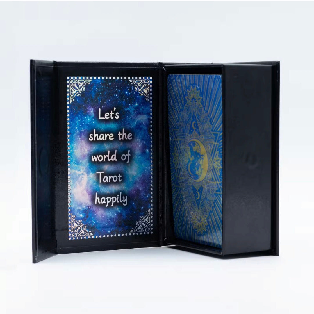 Blue Foil Tarot Card Set – Moon Face (with Booklet)