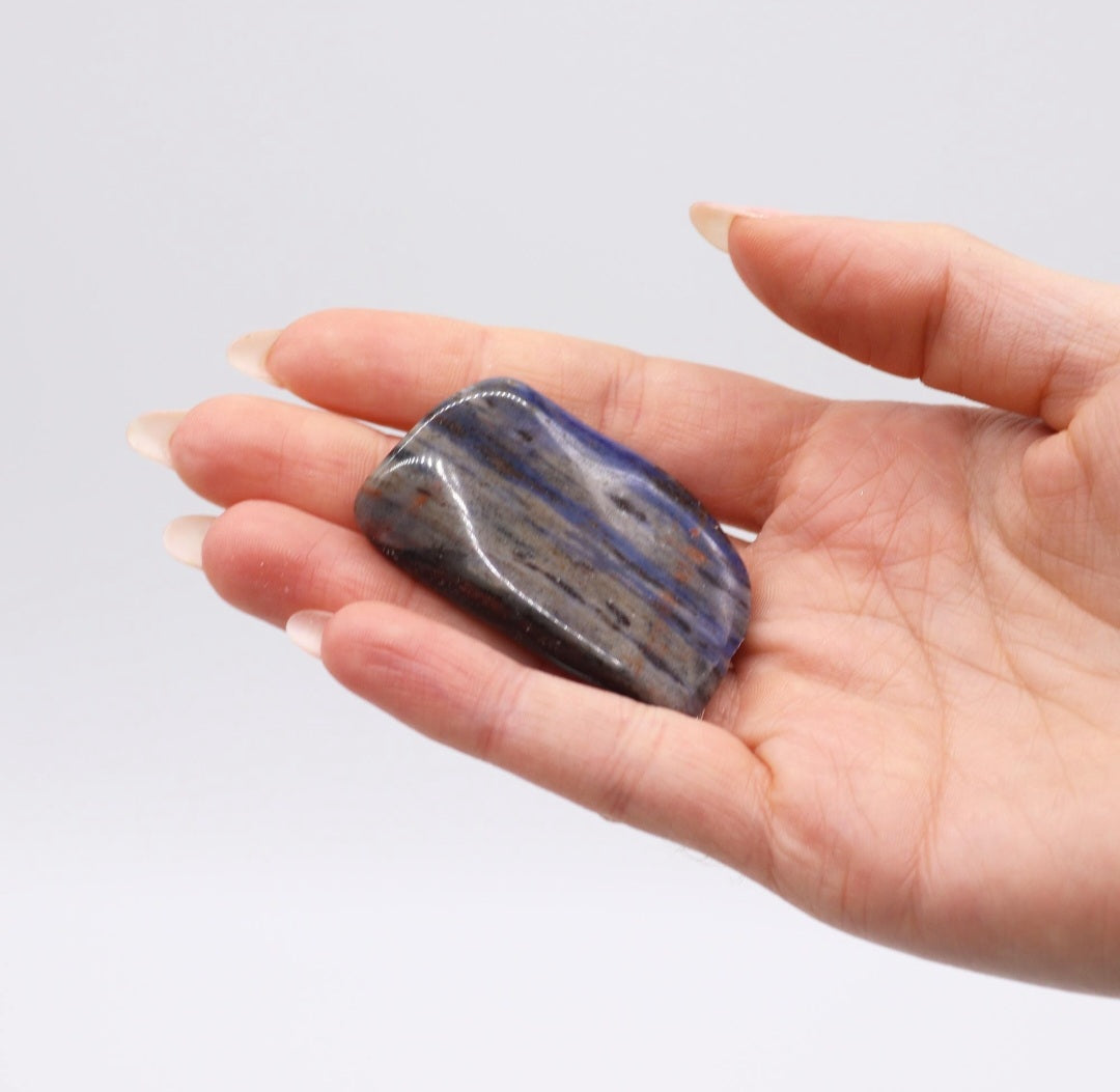African Sodalite Gemstone - Spotted Blue (Large Tumblestone)