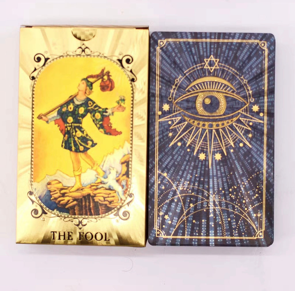 Blue & Gold Foil Tarot Card Set — All‑Seeing Eye Edition