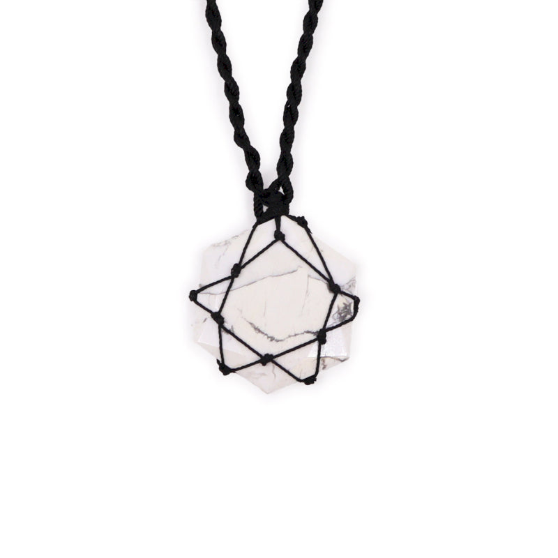 Laced Gemstone Hexagon Pendant – White Howlite