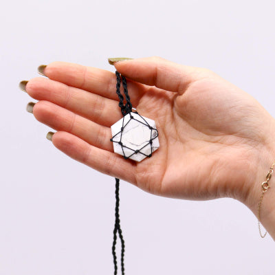 Laced Gemstone Hexagon Pendant – White Howlite