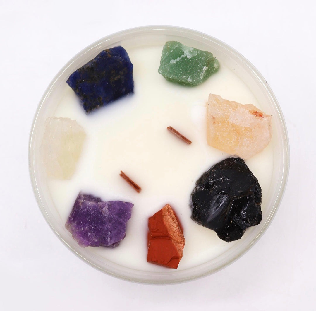 Large Chakra Crystal Candle - Seven Chakras
