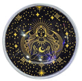 Triple‑Leg Enamelled Offering Plate – Gold Goddess on Black