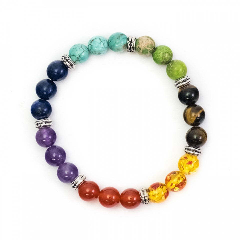 Chakra Bracelet (Elasticated) with Mixed Beads