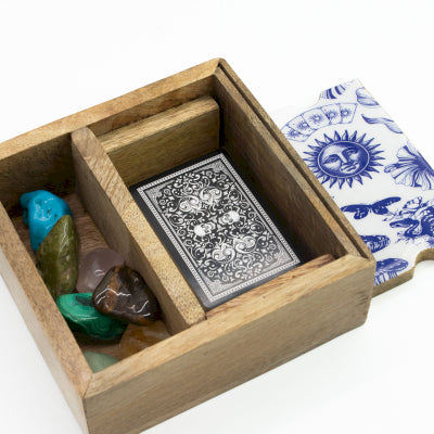 Tarot/Oracle Storage Two‑Section Card Box with Card Holder
