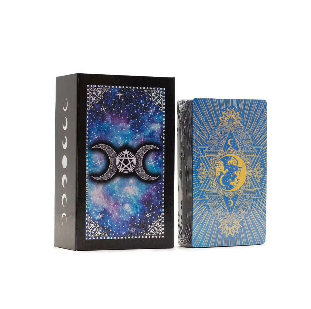 Blue Foil Tarot Card Set – Moon Face (with Booklet)