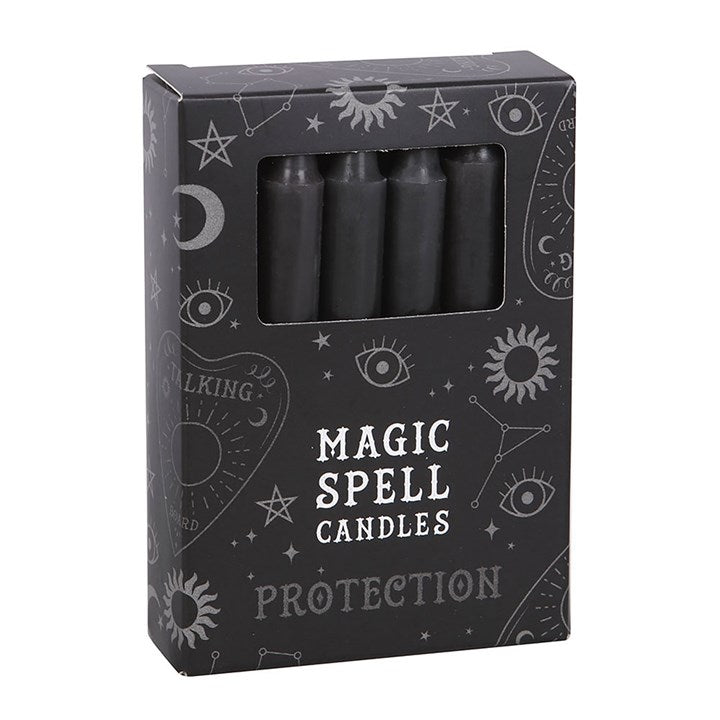 Magic Spell Candles - Pack of 12 Black 'Protection' Spell Candles