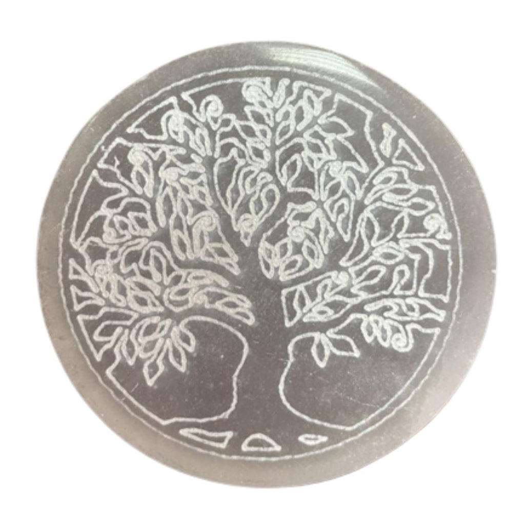 Selenite Charging Plate — Tree of Life (Small)