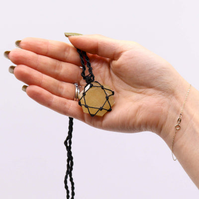 Laced Gemstone Hexagon Pendant – Yellow Quartz