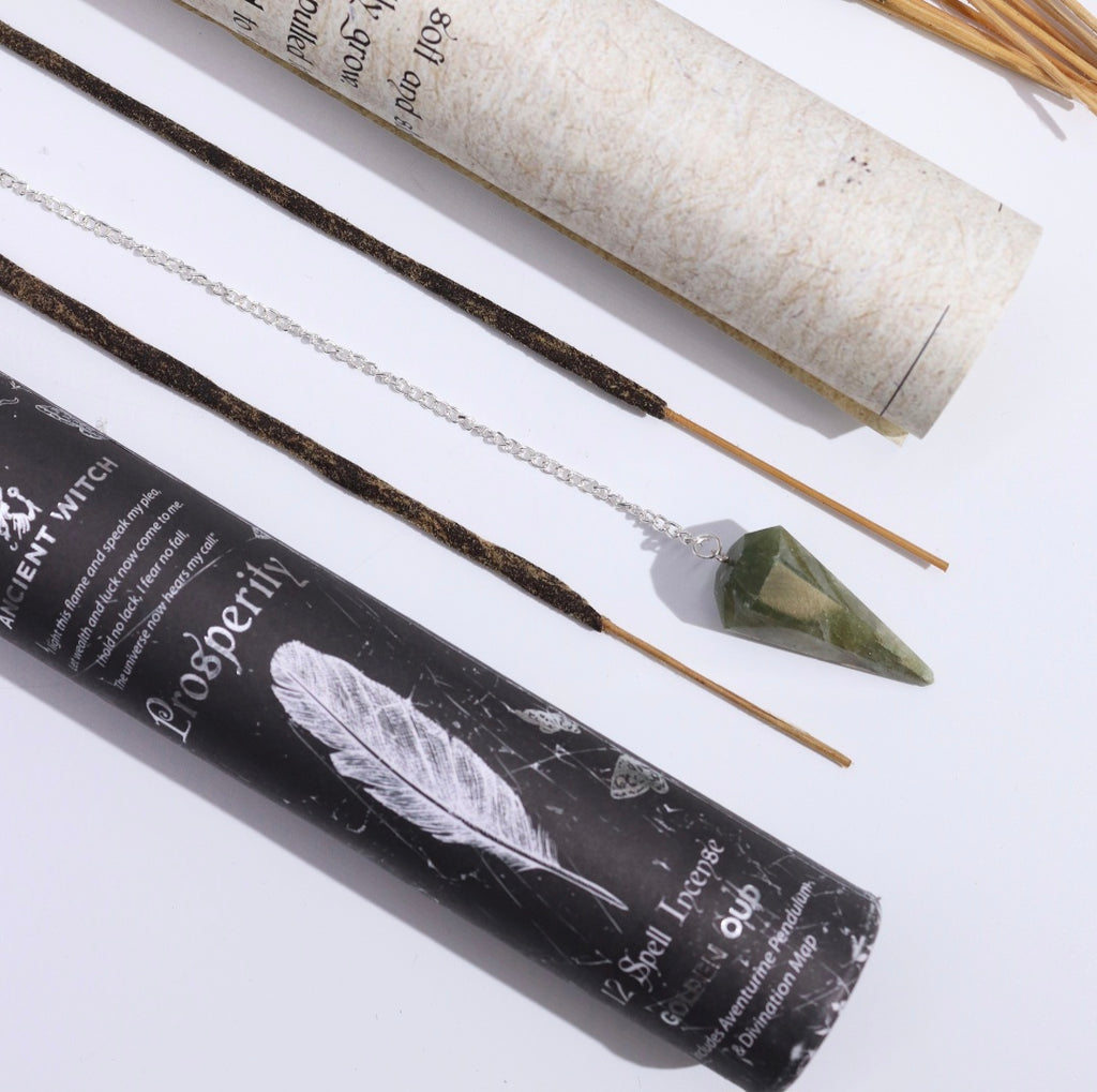Ancient Witch Spell Incense - Prosperity - Aventurine Pendulum