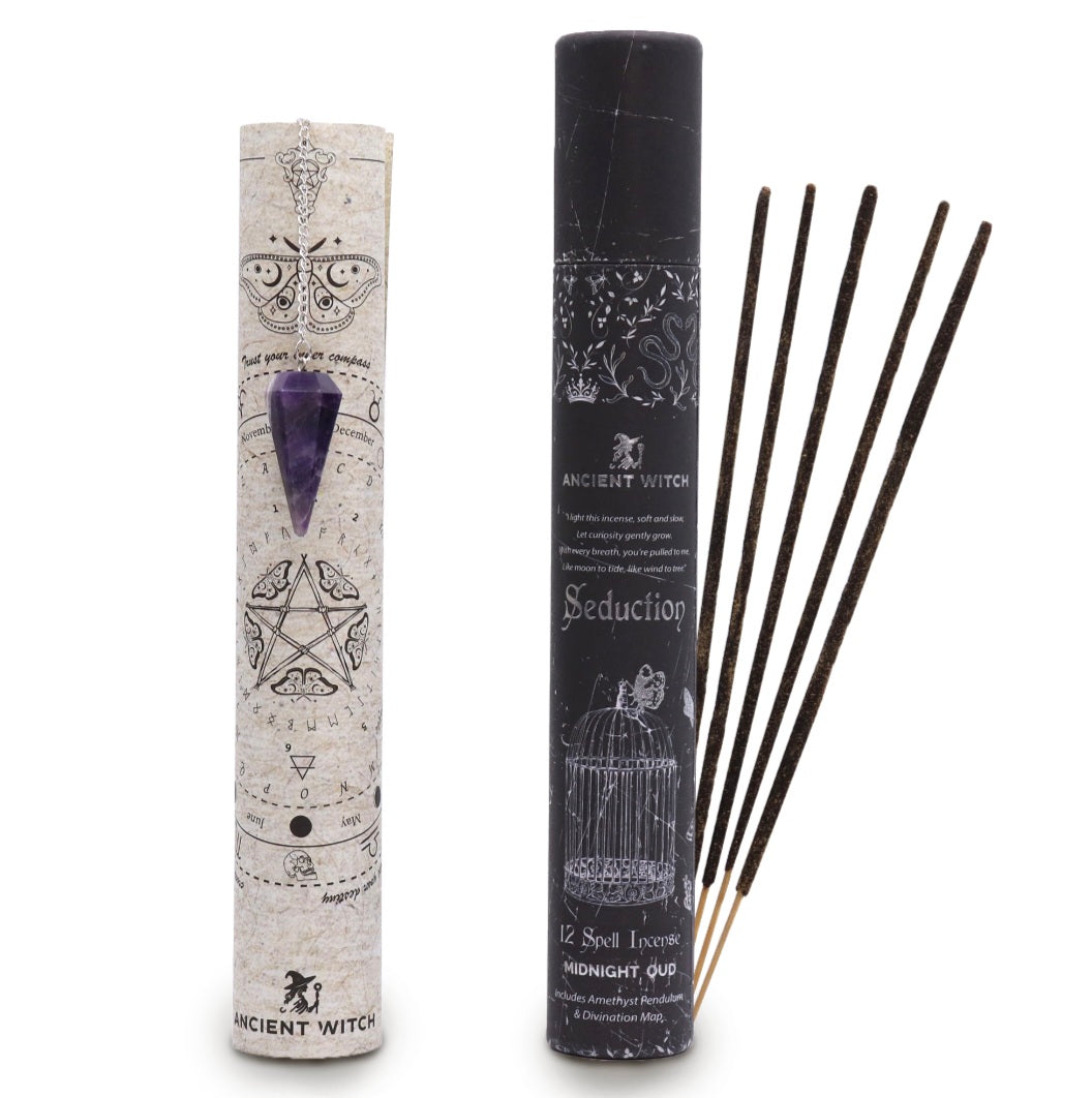 Ancient Witch Spell Incense - Seduction - Amethyst Pendulum
