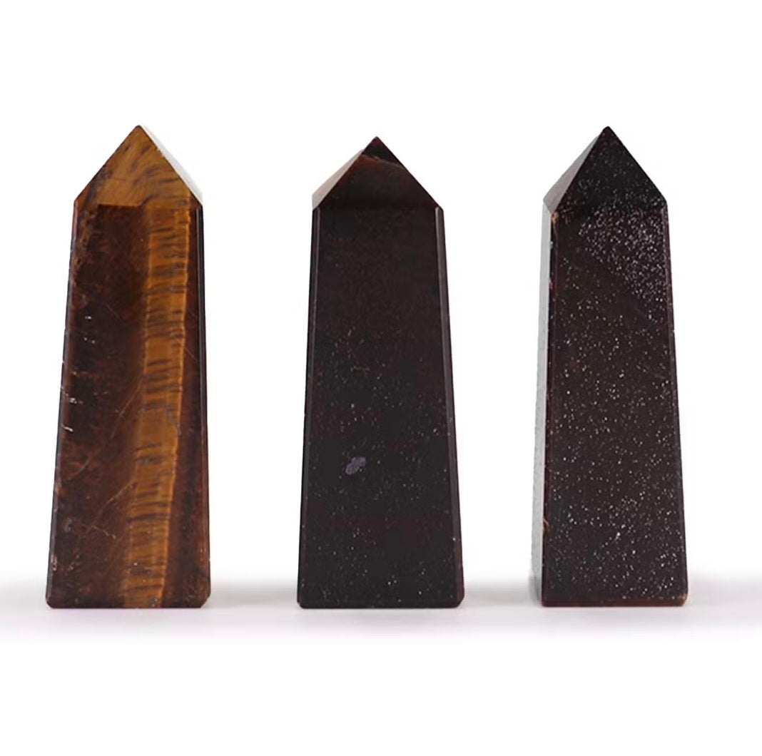 Tiger Eye Gemstone Obelisk Points – Approx. 5cm