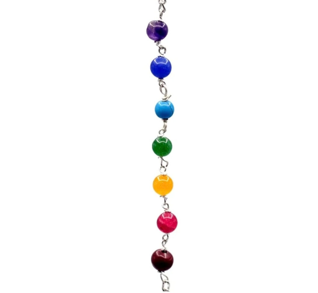 Round Amethyst Pendulum with 7 Chakra Chain