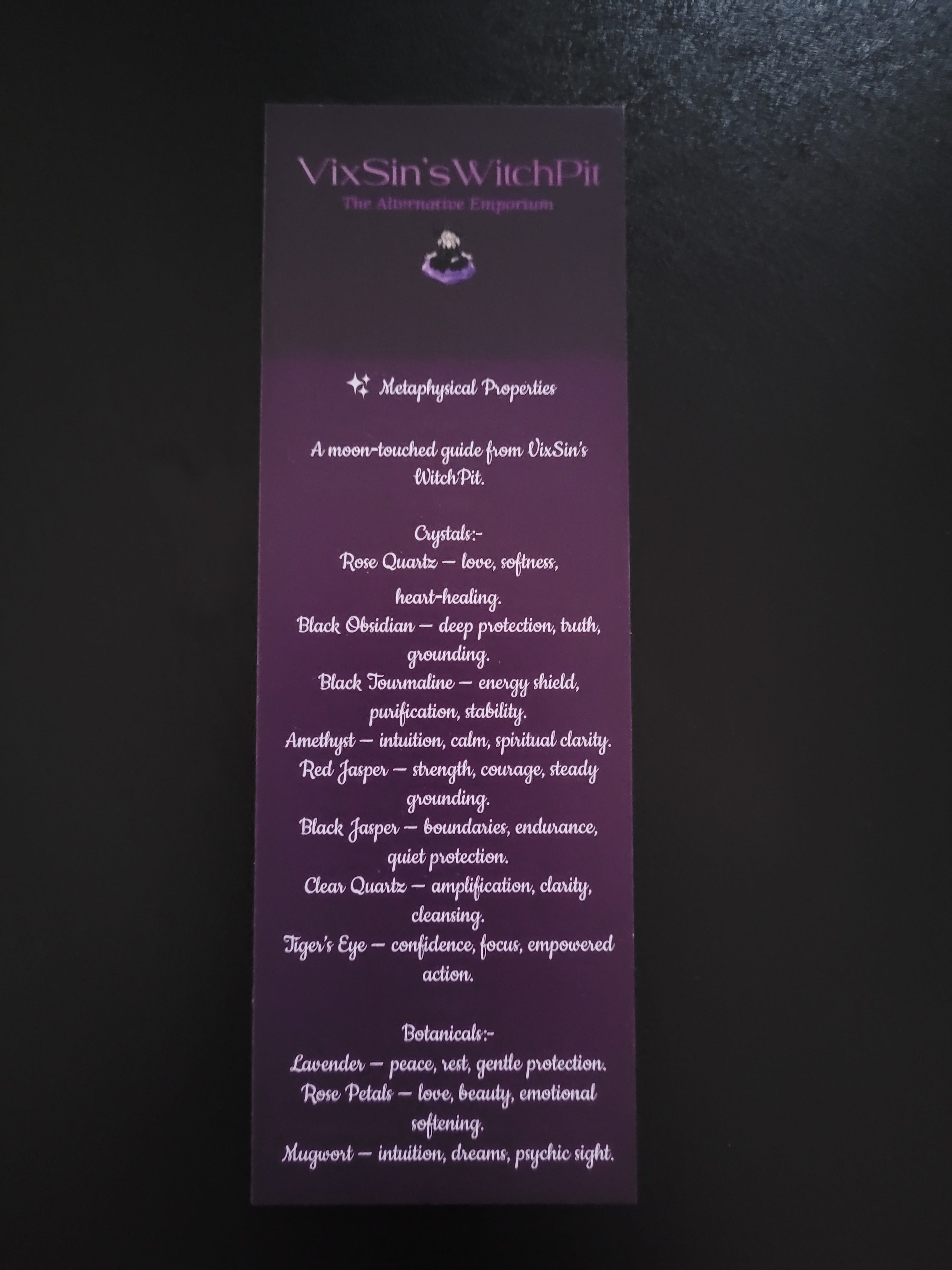 Crystal Quick-Reference Bookmark (VixSin’s WitchPit)