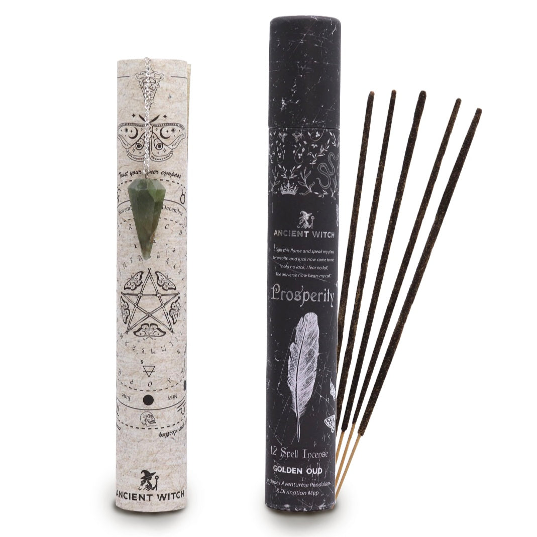 Ancient Witch Spell Incense - Prosperity - Aventurine Pendulum