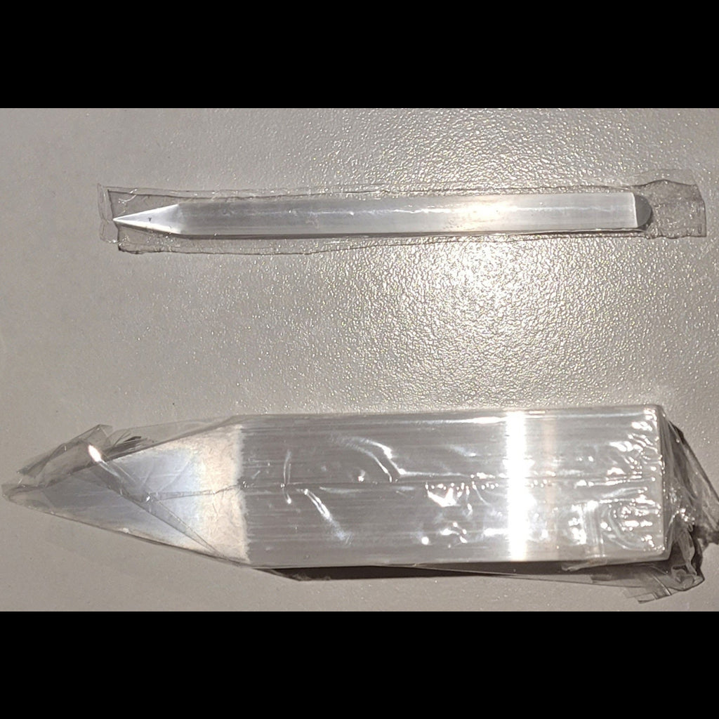 Two Selenite Crystals laying side by side. VixSin's WitchPit. 5 Inches