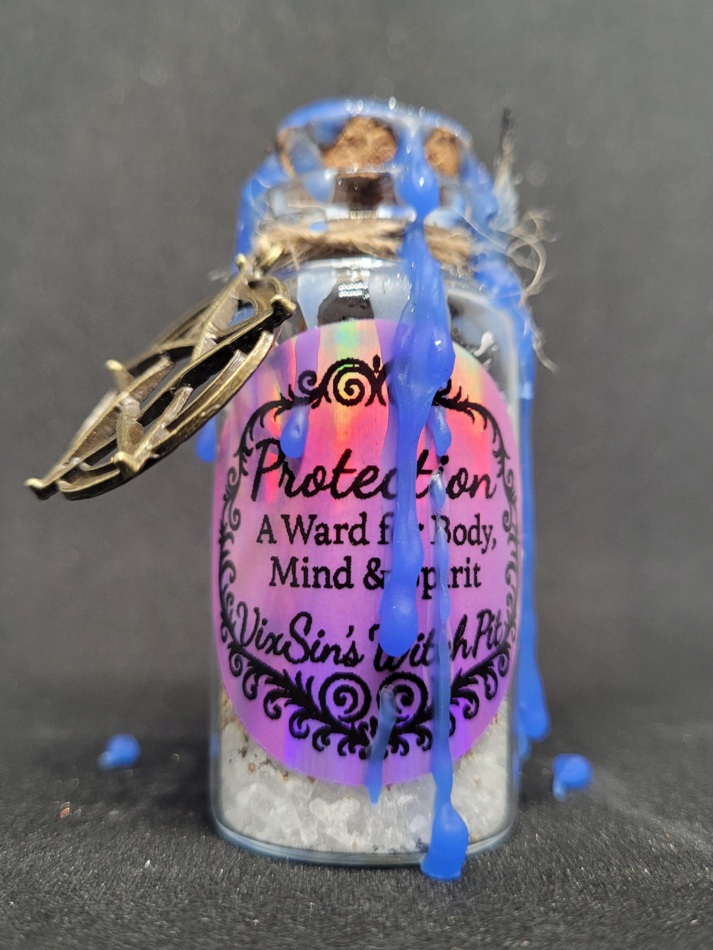 Spell-Bottle with Pentagram Charm for Protection.